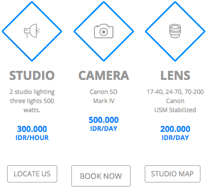 How much to rent the photo studio in Bali?